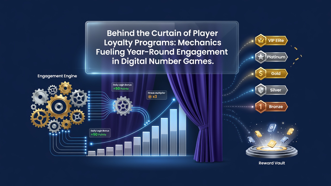Overview of digital number game loyalty interfaces showing tier progression and reward dashboards