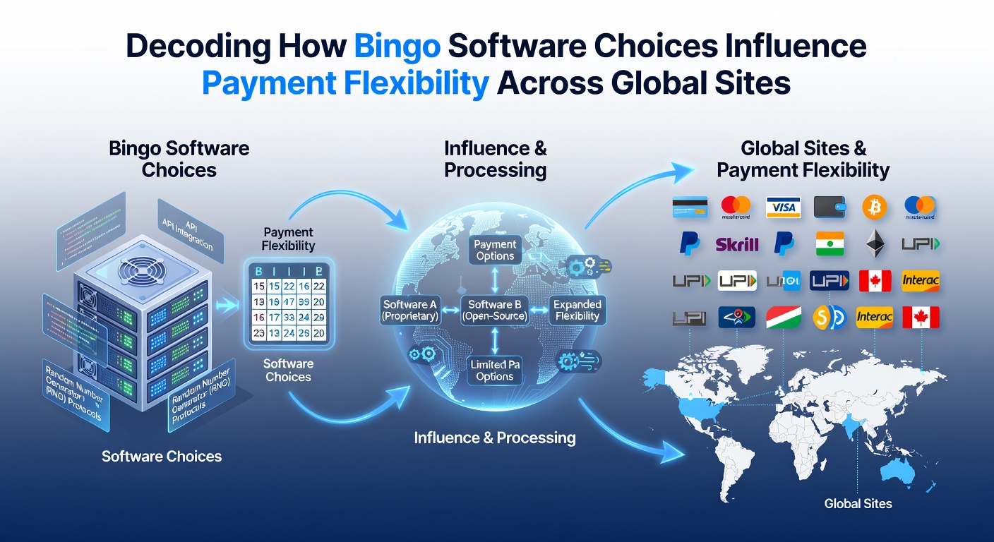 Global bingo platforms displaying various payment methods and software interfaces side by side